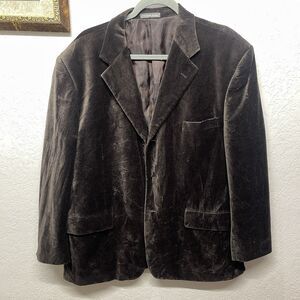 VTG Vittorio St. Angelo 46R Taupe Brown Velvet Blazer Jacket, Missing Buttons